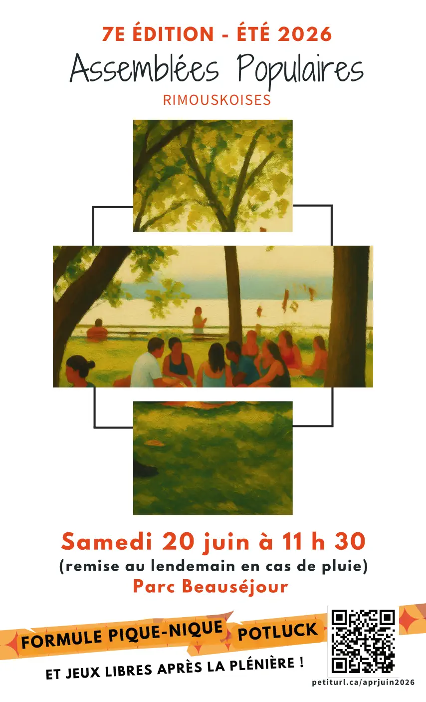 Affiche de la 7ème assemblée populaire rimouskoise